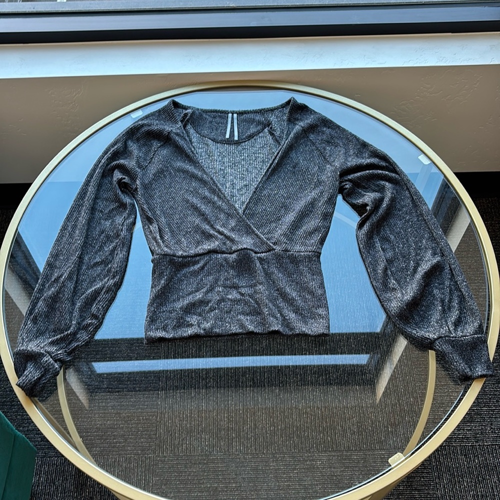 Black, long sleeve V-neck top anthropology brand size small